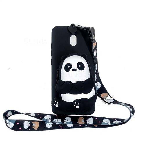 Cute Panda Neck Lanyard Zipper Wallet Silicone Case for Mi Xiaomi Redmi 8A
