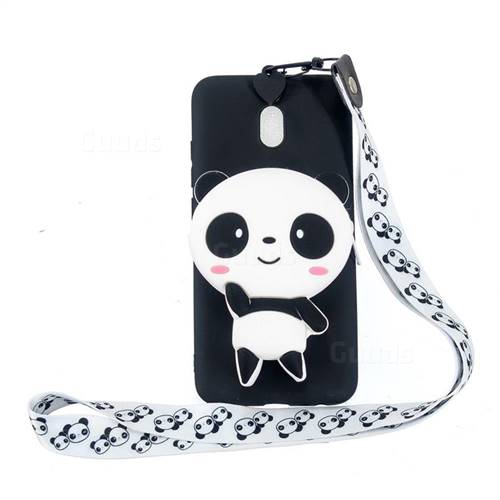 White Panda Neck Lanyard Zipper Wallet Silicone Case for Mi Xiaomi Redmi 8A