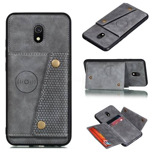 Retro Multifunction Card Slots Stand Leather Coated Phone Back Cover for Mi Xiaomi Redmi 8A - Gray