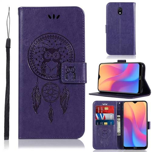 Intricate Embossing Owl Campanula Leather Wallet Case for Mi Xiaomi Redmi 8A - Purple