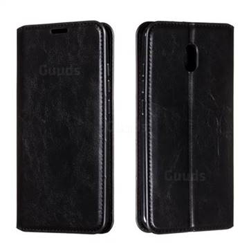 Retro Slim Magnetic Crazy Horse PU Leather Wallet Case for Mi Xiaomi Redmi 8A - Black
