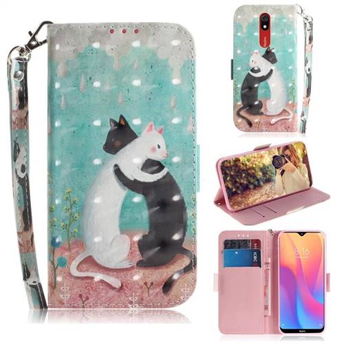 Black and White Cat 3D Painted Leather Wallet Phone Case for Mi Xiaomi Redmi 8A