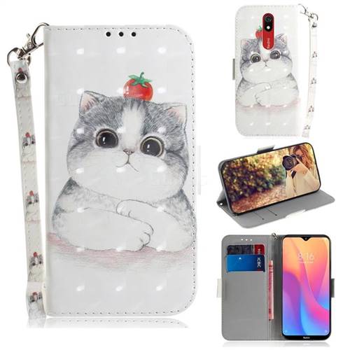 Cute Tomato Cat 3D Painted Leather Wallet Phone Case for Mi Xiaomi Redmi 8A