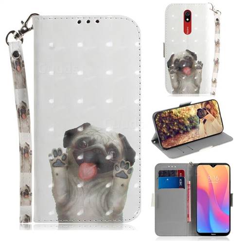 Pug Dog 3D Painted Leather Wallet Phone Case for Mi Xiaomi Redmi 8A