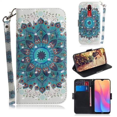 Peacock Mandala 3D Painted Leather Wallet Phone Case for Mi Xiaomi Redmi 8A