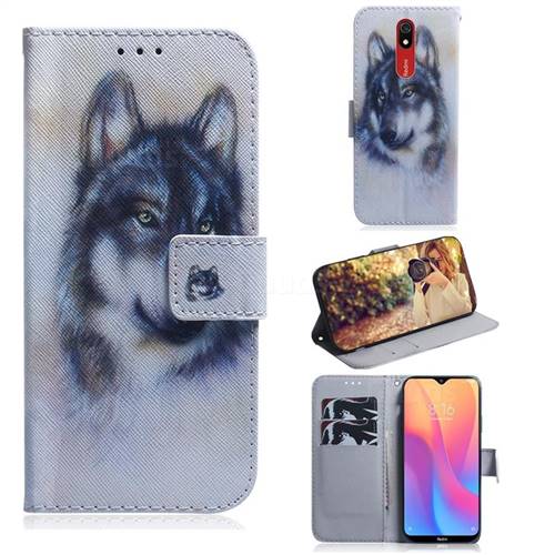 Snow Wolf PU Leather Wallet Case for Mi Xiaomi Redmi 8A