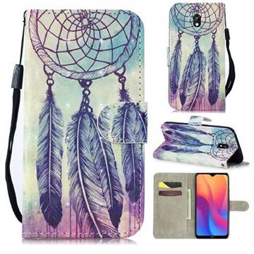 Feather Wind Chimes 3D Painted Leather Wallet Phone Case for Mi Xiaomi Redmi 8A
