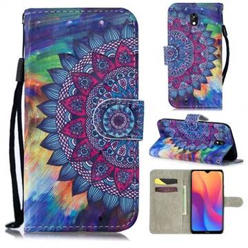 Oil Painting Mandala 3D Painted Leather Wallet Phone Case for Mi Xiaomi Redmi 8A