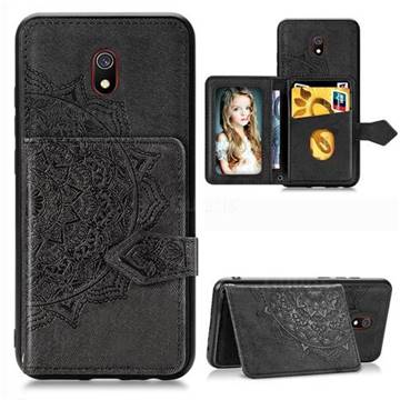 Mandala Flower Cloth Multifunction Stand Card Leather Phone Case for Mi Xiaomi Redmi 8A - Black