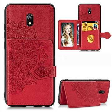 Mandala Flower Cloth Multifunction Stand Card Leather Phone Case for Mi Xiaomi Redmi 8A - Red
