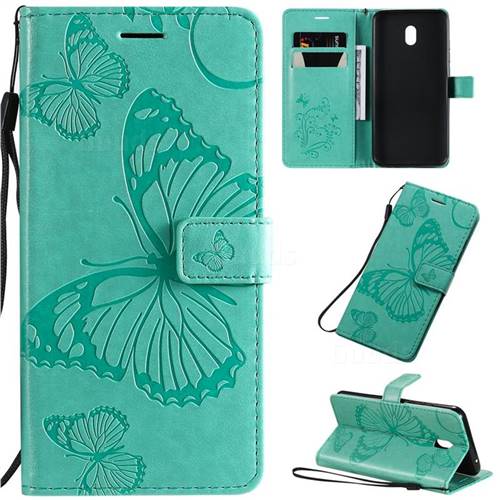 Embossing 3D Butterfly Leather Wallet Case for Mi Xiaomi Redmi 8A - Green