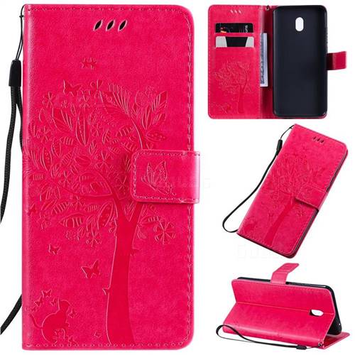 Embossing Butterfly Tree Leather Wallet Case for Mi Xiaomi Redmi 8A - Rose