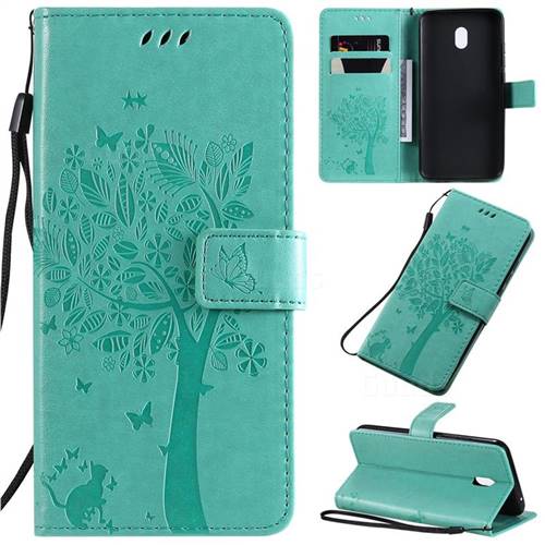 Embossing Butterfly Tree Leather Wallet Case for Mi Xiaomi Redmi 8A - Cyan