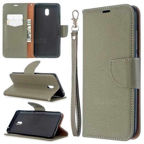 Classic Luxury Litchi Leather Phone Wallet Case for Mi Xiaomi Redmi 8A - Gray