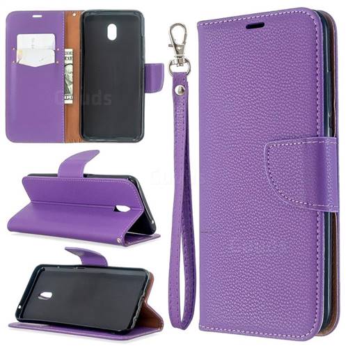 Classic Luxury Litchi Leather Phone Wallet Case for Mi Xiaomi Redmi 8A - Purple