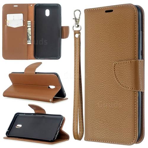 Classic Luxury Litchi Leather Phone Wallet Case for Mi Xiaomi Redmi 8A - Brown