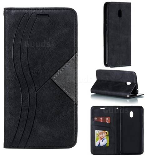 Retro S Streak Magnetic Leather Wallet Phone Case for Mi Xiaomi Redmi 8A - Black