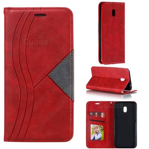 Retro S Streak Magnetic Leather Wallet Phone Case for Mi Xiaomi Redmi 8A - Red