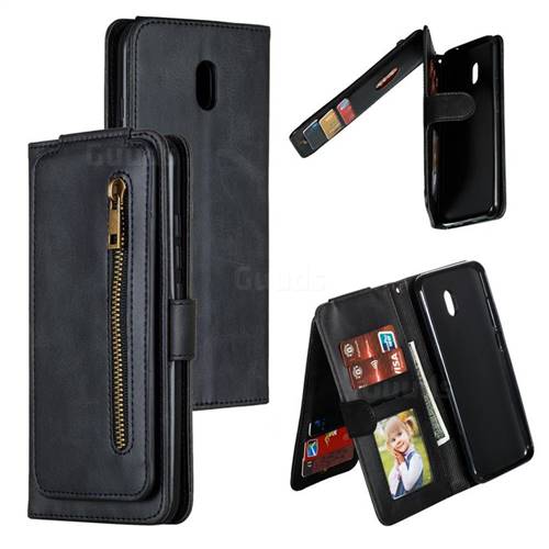 Multifunction 9 Cards Leather Zipper Wallet Phone Case for Mi Xiaomi Redmi 8A - Black