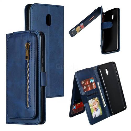 Multifunction 9 Cards Leather Zipper Wallet Phone Case for Mi Xiaomi Redmi 8A - Blue