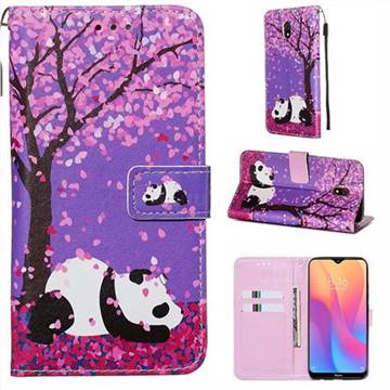 Cherry Blossom Panda Matte Leather Wallet Phone Case for Mi Xiaomi Redmi 8A