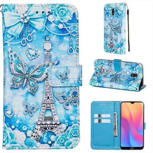 Tower Butterfly Matte Leather Wallet Phone Case for Mi Xiaomi Redmi 8A