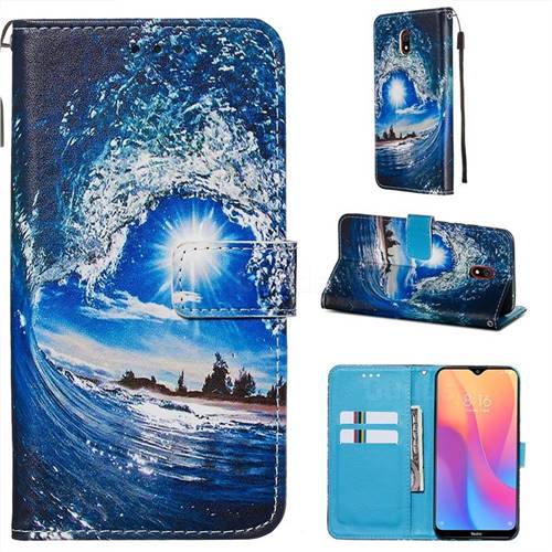 Waves and Sun Matte Leather Wallet Phone Case for Mi Xiaomi Redmi 8A
