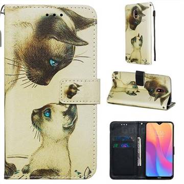Cat Confrontation Matte Leather Wallet Phone Case for Mi Xiaomi Redmi 8A