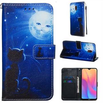 Cat and Moon Matte Leather Wallet Phone Case for Mi Xiaomi Redmi 8A