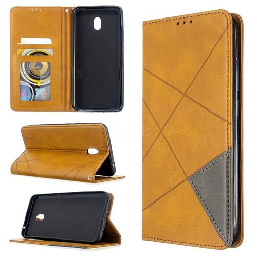 Prismatic Slim Magnetic Sucking Stitching Wallet Flip Cover for Mi Xiaomi Redmi 8A - Yellow
