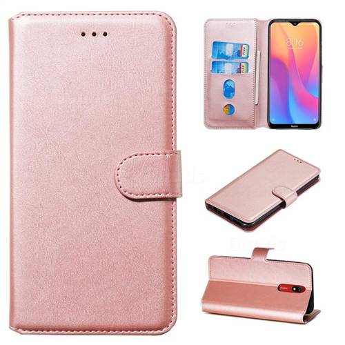Retro Calf Matte Leather Wallet Phone Case for Mi Xiaomi Redmi 8A - Pink