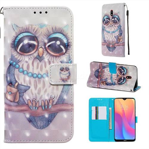 Sweet Gray Owl 3D Painted Leather Wallet Case for Mi Xiaomi Redmi 8A