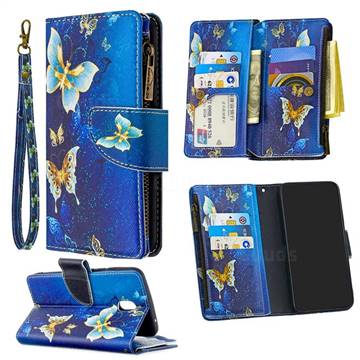 Golden Butterflies Binfen Color BF03 Retro Zipper Leather Wallet Phone Case for Mi Xiaomi Redmi 8A