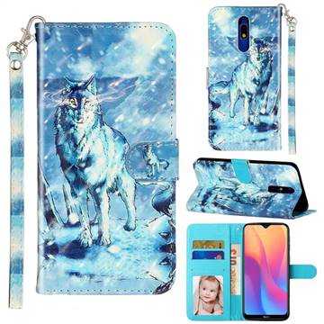 Snow Wolf 3D Leather Phone Holster Wallet Case for Mi Xiaomi Redmi 8A
