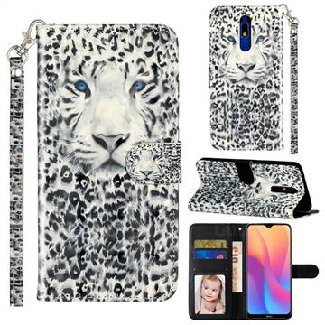 White Leopard 3D Leather Phone Holster Wallet Case for Mi Xiaomi Redmi 8A