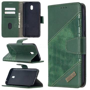 BinfenColor BF04 Color Block Stitching Crocodile Leather Case Cover for Mi Xiaomi Redmi 8A - Green