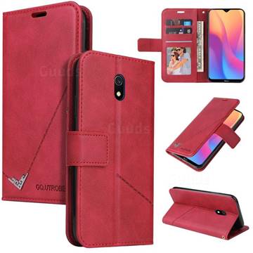 GQ.UTROBE Right Angle Silver Pendant Leather Wallet Phone Case for Mi Xiaomi Redmi 8A - Red