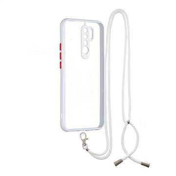 Necklace Cross-body Lanyard Strap Cord Phone Case Cover for Xiaomi Redmi 9 - White