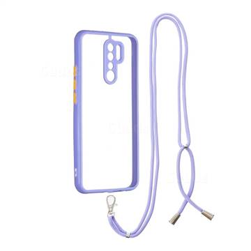 Necklace Cross-body Lanyard Strap Cord Phone Case Cover for Xiaomi Redmi 9 - Purple