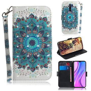 Peacock Mandala 3D Painted Leather Wallet Phone Case for Xiaomi Redmi 9