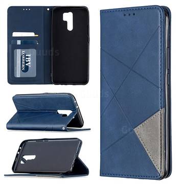 Prismatic Slim Magnetic Sucking Stitching Wallet Flip Cover for Xiaomi Redmi 9 - Blue
