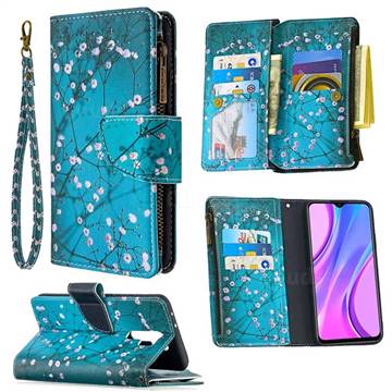 Blue Plum Binfen Color BF03 Retro Zipper Leather Wallet Phone Case for Xiaomi Redmi 9