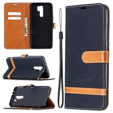 Jeans Cowboy Denim Leather Wallet Case for Xiaomi Redmi 9 - Black