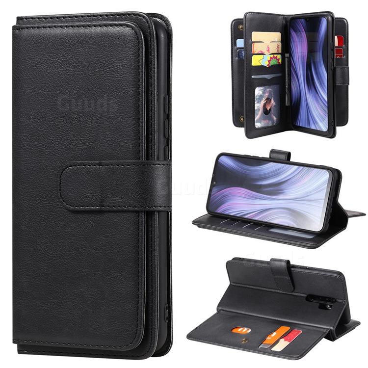 Multi-function Ten Card Slots and Photo Frame PU Leather Wallet Phone Case Cover for Xiaomi Redmi 9 - Black