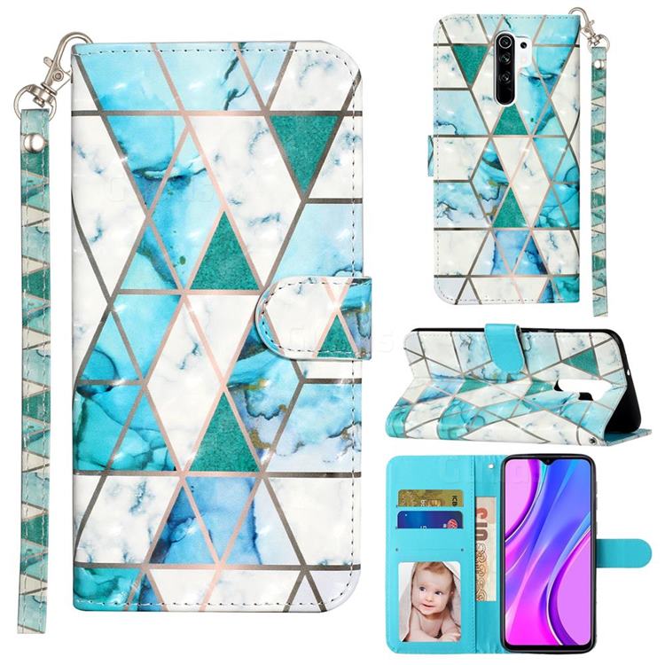 Stitching Marble 3D Leather Phone Holster Wallet Case for Xiaomi Redmi 9