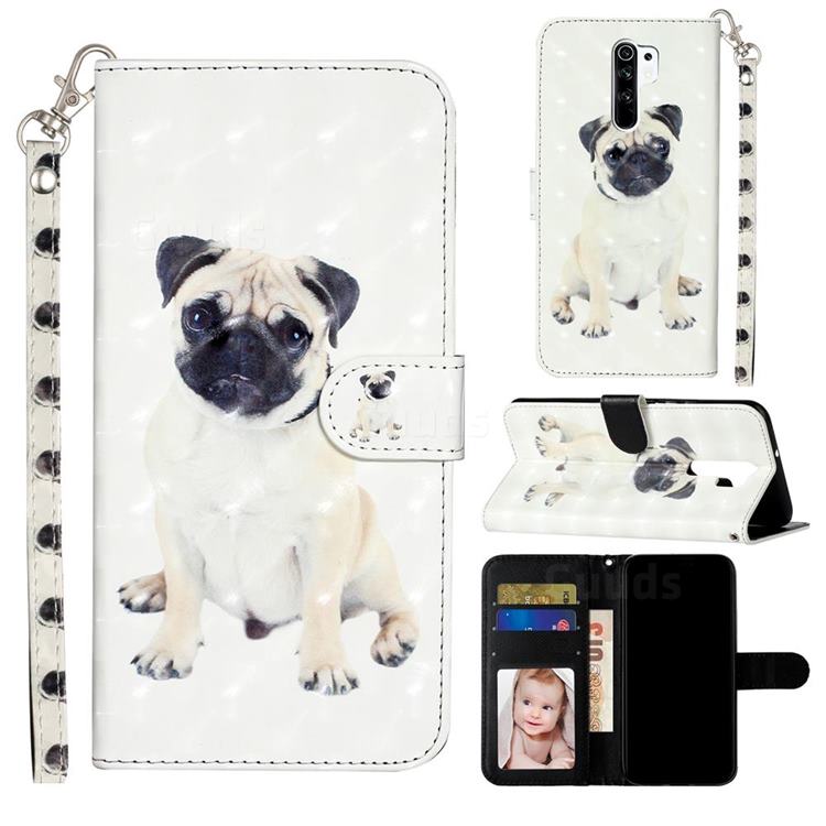 Pug Dog 3D Leather Phone Holster Wallet Case for Xiaomi Redmi 9