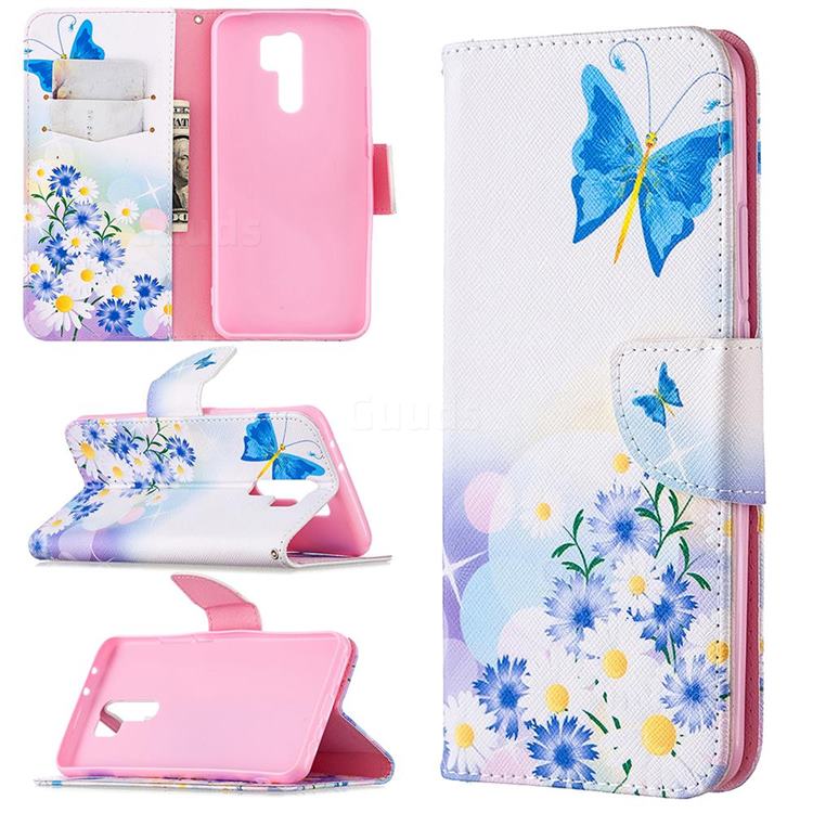 Butterflies Flowers Leather Wallet Case for Xiaomi Redmi 9