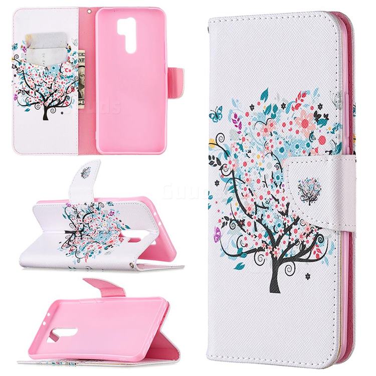 Colorful Tree Leather Wallet Case for Xiaomi Redmi 9
