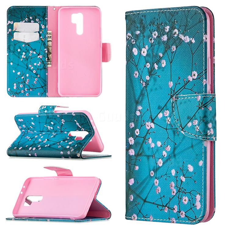 Blue Plum Leather Wallet Case for Xiaomi Redmi 9