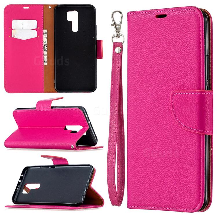 Classic Luxury Litchi Leather Phone Wallet Case for Xiaomi Redmi 9 - Rose